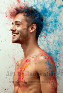 Colorful Happy Male Faces – AI Abstract Art