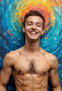 Colorful Happy Male Faces – AI Abstract Art