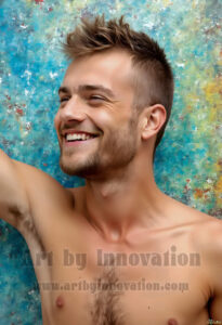 Colorful Happy Male Faces – AI Abstract Art