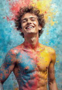 Colorful Happy Male Faces – AI Abstract Art