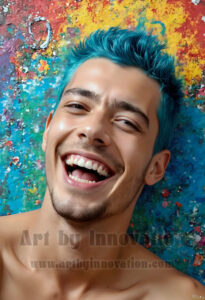 Colorful Happy Male Faces – AI Abstract Art
