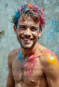 Colorful Happy Male Faces – AI Abstract Art