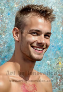 Colorful Happy Male Faces – AI Abstract Art
