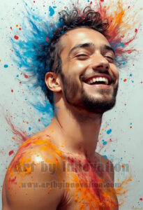 Colorful Happy Male Faces – AI Abstract Art