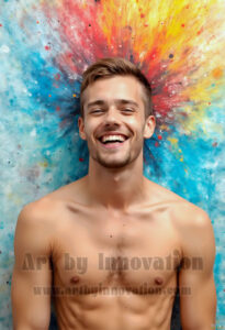 Colorful Happy Male Faces – AI Abstract Art