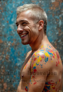 Colorful Happy Male Faces – AI Abstract Art