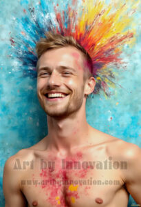 Colorful Happy Male Faces – AI Abstract Art