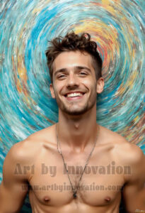 Colorful Happy Male Faces – AI Abstract Art