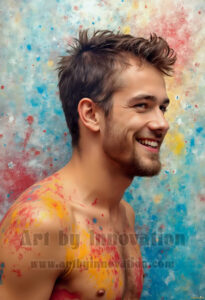 Colorful Happy Male Faces – AI Abstract Art