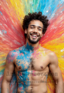 Colorful Happy Male Faces – AI Abstract Art