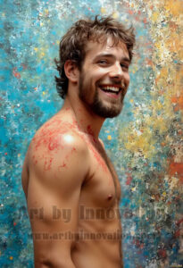 Colorful Happy Male Faces – AI Abstract Art