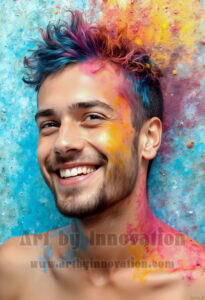Colorful Happy Male Faces – AI Abstract Art
