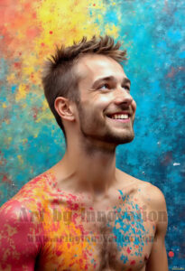 Colorful Happy Male Faces – AI Abstract Art