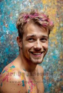 Colorful Happy Male Faces – AI Abstract Art