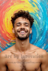 Colorful Happy Male Faces – AI Abstract Art
