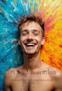 Colorful Happy Male Faces – AI Abstract Art
