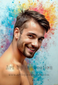 Colorful Happy Male Faces – AI Abstract Art