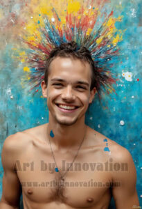 Colorful Happy Male Faces – AI Abstract Art