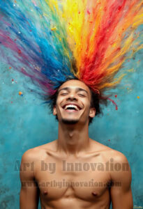 Colorful Happy Male Faces – AI Abstract Art