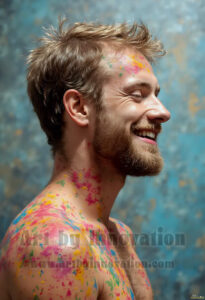 Colorful Happy Male Faces – AI Abstract Art