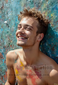 Colorful Happy Male Faces – AI Abstract Art