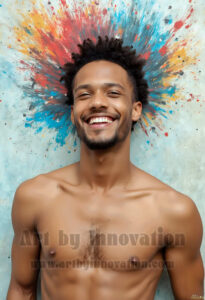 Colorful Happy Male Faces – AI Abstract Art