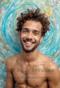 Colorful Happy Male Faces – AI Abstract Art