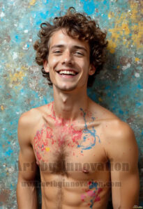 Colorful Happy Male Faces – AI Abstract Art
