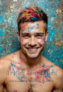 Colorful Happy Male Faces – AI Abstract Art