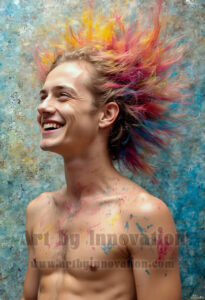 Colorful Happy Male Faces – AI Abstract Art