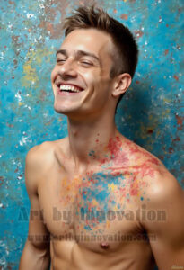 Colorful Happy Male Faces – AI Abstract Art