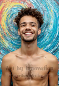 Colorful Happy Male Faces – AI Abstract Art