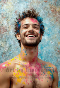 Colorful Happy Male Faces – AI Abstract Art