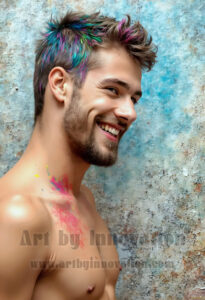 Colorful Happy Male Faces – AI Abstract Art