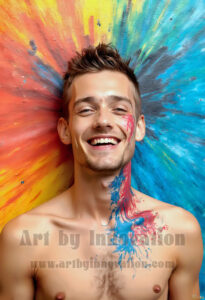 Colorful Happy Male Faces – AI Abstract Art