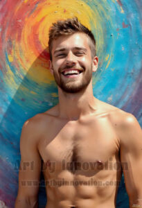 Colorful Happy Male Faces – AI Abstract Art