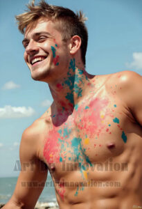 Colorful Happy Male Faces – AI Abstract Art