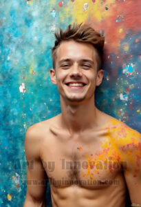 Colorful Happy Male Faces – AI Abstract Art