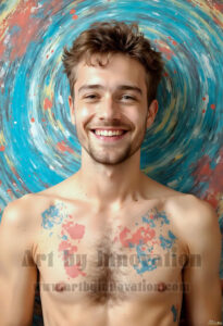 Colorful Happy Male Faces – AI Abstract Art