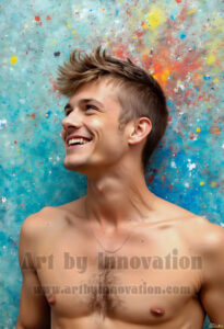 Colorful Happy Male Faces – AI Abstract Art