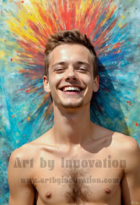 Colorful Happy Male Faces – AI Abstract Art