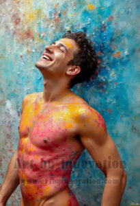 Colorful Happy Male Faces – AI Abstract Art
