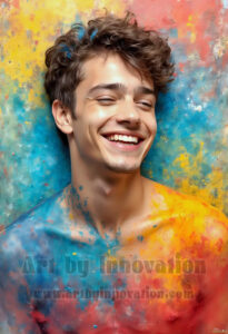 Colorful Happy Male Faces – AI Abstract Art