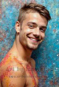 Colorful Happy Male Faces – AI Abstract Art