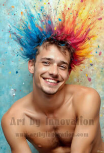 Colorful Happy Male Faces – AI Abstract Art