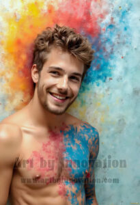 Colorful Happy Male Faces – AI Abstract Art