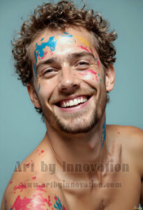 Colorful Happy Male Faces – AI Abstract Art