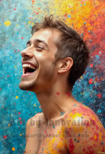Colorful Happy Male Faces – AI Abstract Art