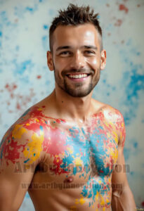 Colorful Happy Male Faces – AI Abstract Art