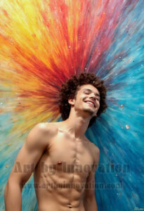 Colorful Happy Male Faces – AI Abstract Art